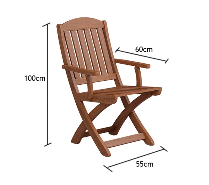 Attaleia Furniture Silyon Pamfilya iroko ağacı dış mekan koltuğu, ölçüleri belirtilmiş ahşap bahçe sandalyesi